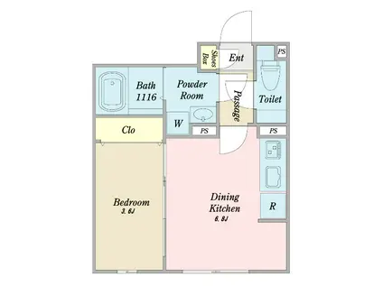 LUORE池下(1DK/2階)の間取り写真