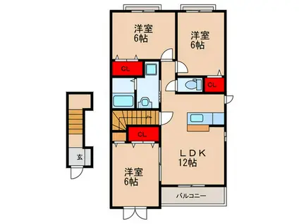 ピープルコートII(3LDK/2階)の間取り写真