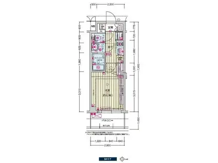 プレサンス天王寺ヴィヴァン(1K/3階)の間取り写真