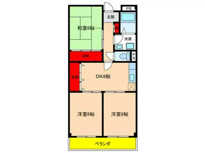 リンピア明金(3DK/2階)の間取り写真