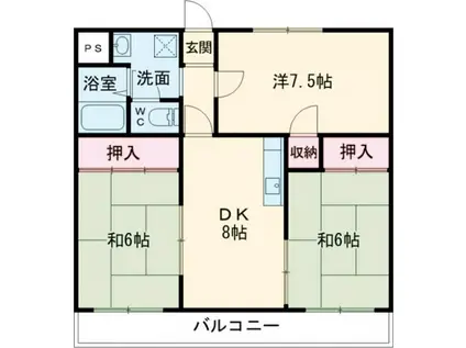 ハイメゾン中西A棟(3DK/2階)の間取り写真
