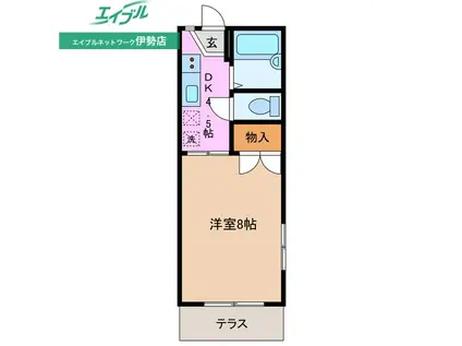 スリーベル(1DK/1階)の間取り写真