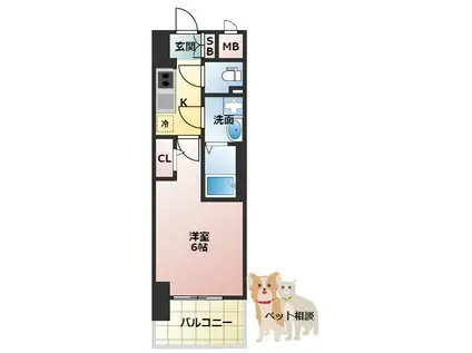 エスリードレジデンス梅田グランゲート(1K/5階)の間取り写真