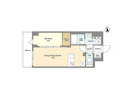 AIFLAT品川戸越パークサイド(1LDK/7階)の間取り写真