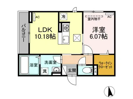イグレック新小平 小平市小川町PJ(1LDK/1階)の間取り写真