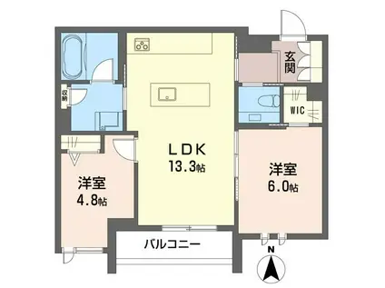 カンパヴィラ新蒲田(2LDK/3階)の間取り写真
