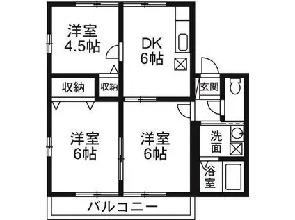 ハイム連取A(3DK/2階)の間取り写真