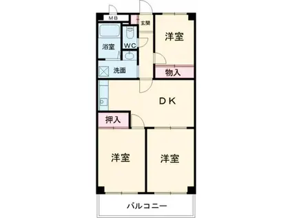 総業水戸第二ハイム(3DK/1階)の間取り写真