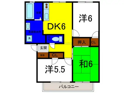 グリーンシャトー ルミエール(3DK/1階)の間取り写真