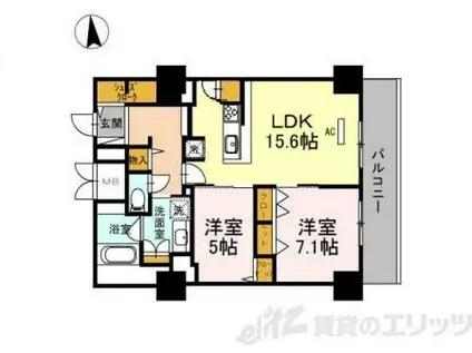 グランセジュール江坂 住居(2LDK/10階)の間取り写真