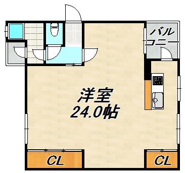 五位の池北ビル(ワンルーム/3階)の間取り写真