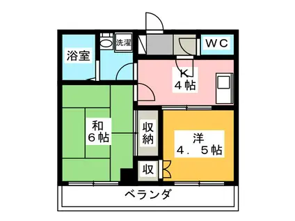 石田ビル(2K/6階)の間取り写真