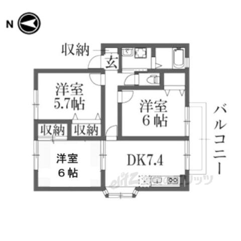 パセオ・ブルージュ(3DK/1階)の間取り写真