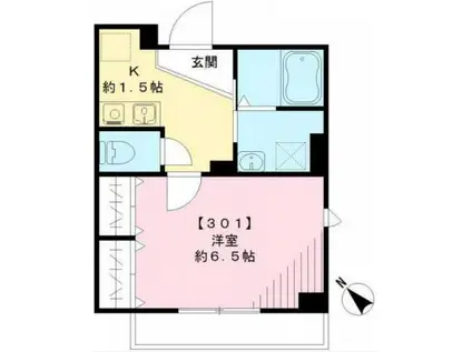 ルート・エイ(1K/3階)の間取り写真