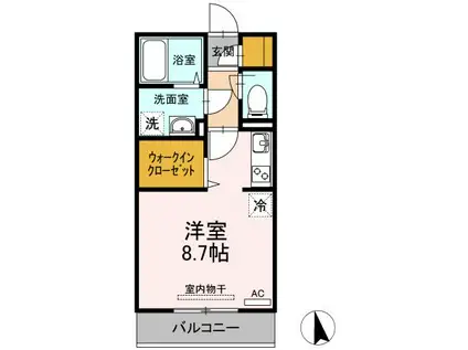 ハーベスト(ワンルーム/3階)の間取り写真