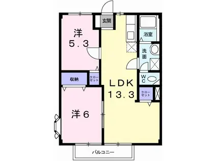 グリーンコーポ上柳A(2LDK/2階)の間取り写真