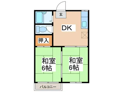 メープルハウス(2DK/2階)の間取り写真