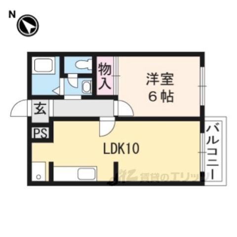 プロパティカオル2 B棟(1LDK/1階)の間取り写真