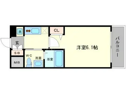 エステムコート難波ウエスト-SIDEIIIドームシティ(1K/6階)の間取り写真