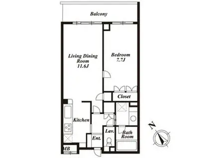ザ タバタ ハウス(1LDK/4階)の間取り写真