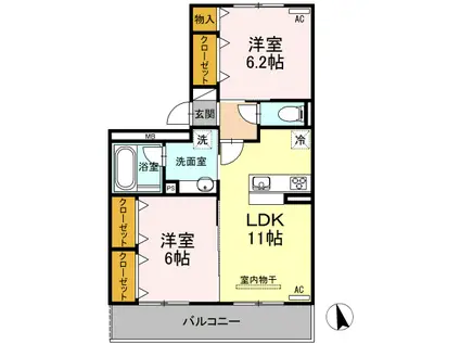 ディライト(2LDK/1階)の間取り写真