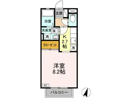 エスポワール 参番館(1K/1階)の間取り写真