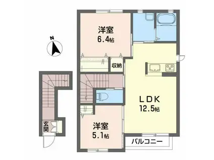 サラ・スカイサイツA(2LDK/2階)の間取り写真