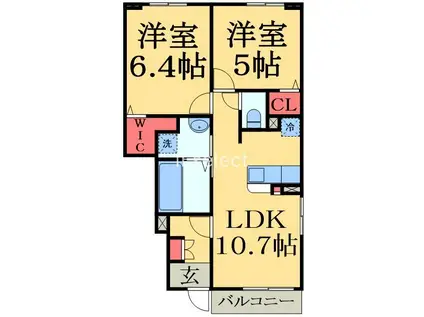 ドリーマーI(2LDK/1階)の間取り写真