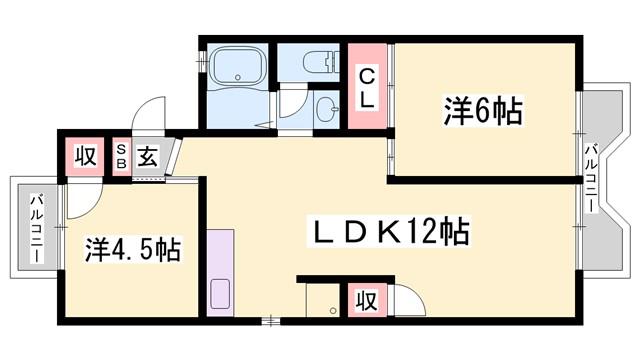 パレーシャル御立(2LDK/2階)の間取り写真