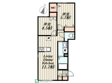 プレシディオ千川(2LDK/1階)の間取り写真