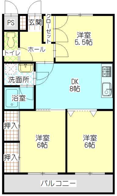 NEOCITY-F(3DK/1階)の間取り写真