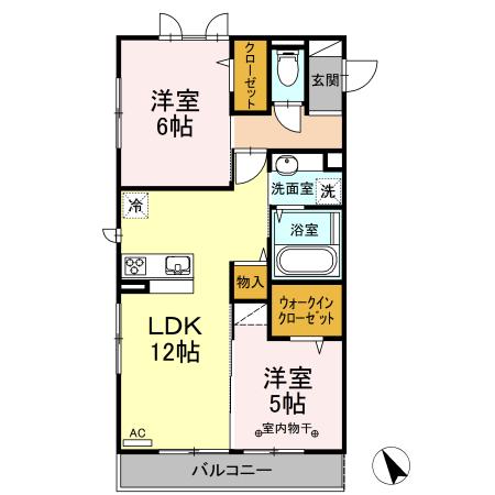 メルベーユ(2LDK/2階)の間取り写真
