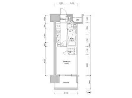 ザ・パークハビオ新栄(1K/5階)の間取り写真