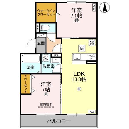 リシェエンファント(2LDK/1階)の間取り写真