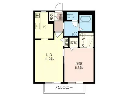 リーフ都筑B棟(1LDK/2階)の間取り写真