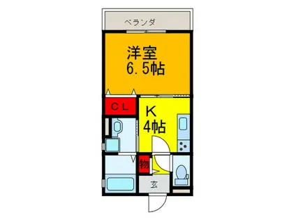 クリエオーレ長瀬町II(1K/3階)の間取り写真