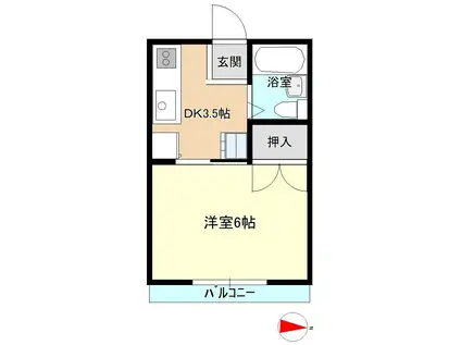 サンライズハイツ(1K/2階)の間取り写真