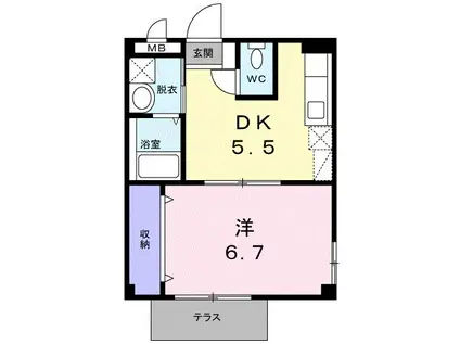 グリーンヒル光1(1DK/1階)の間取り写真