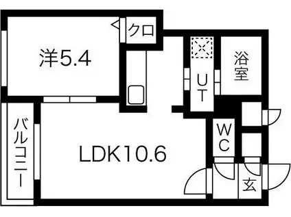 エムズ北郷(1LDK/4階)の間取り写真