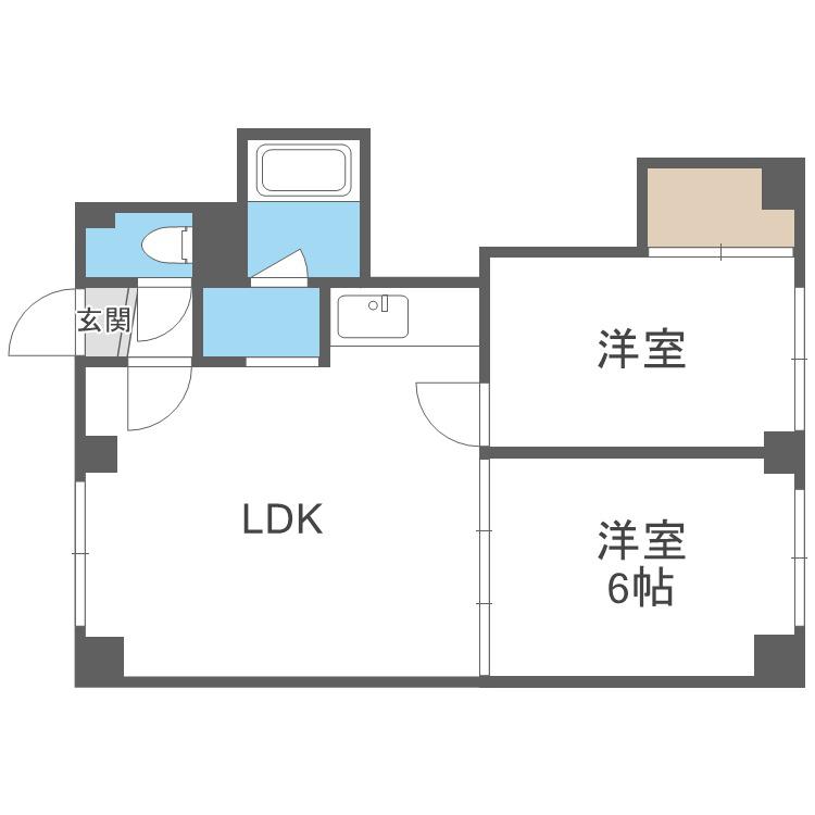 グランド-ル大栄(2LDK/3階)の間取り写真
