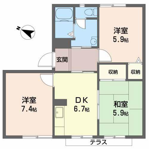 サンモール(3DK/1階)の間取り写真