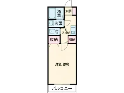 ディアコート自由ヶ丘(1K/2階)の間取り写真