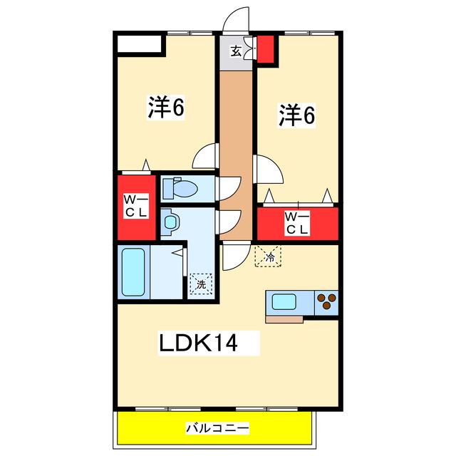 ウィステリア(2LDK/1階)の間取り写真