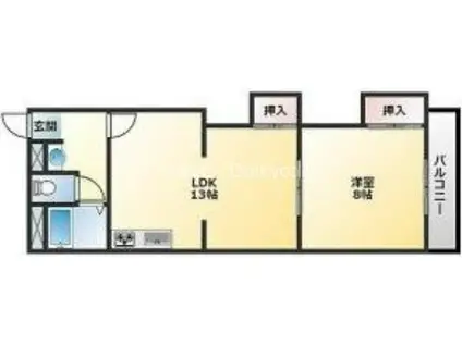 八尾大発マンション(1LDK/3階)の間取り写真