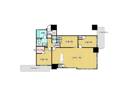 プレミストタワー靱本町(3SLDK/5階)の間取り写真