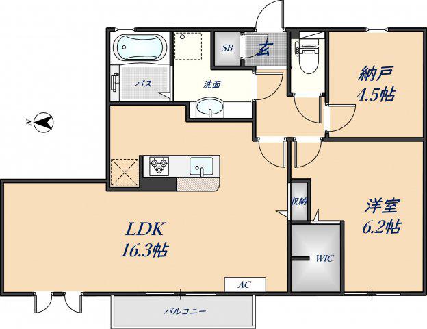 レスペランス A棟(1SLDK/2階)の間取り写真