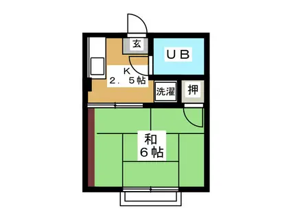 ハイツ泰山木(1K/2階)の間取り写真
