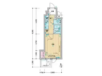 メインステージ東神田II(1K/9階)の間取り写真