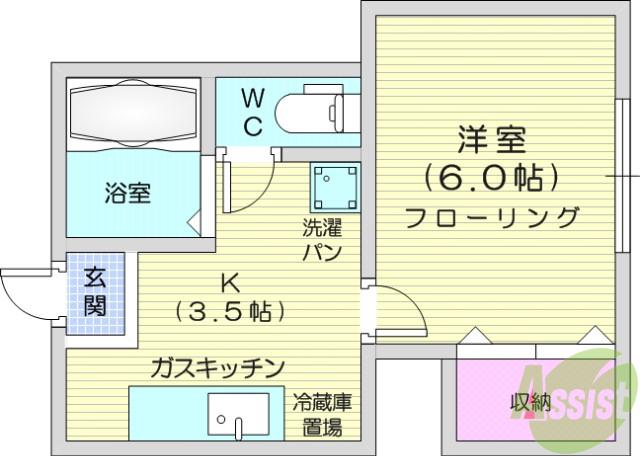 ブリティッシュヒルズ(1K/1階)の間取り写真