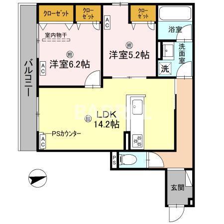 D-RESIDENCE荘園B(2LDK/2階)の間取り写真